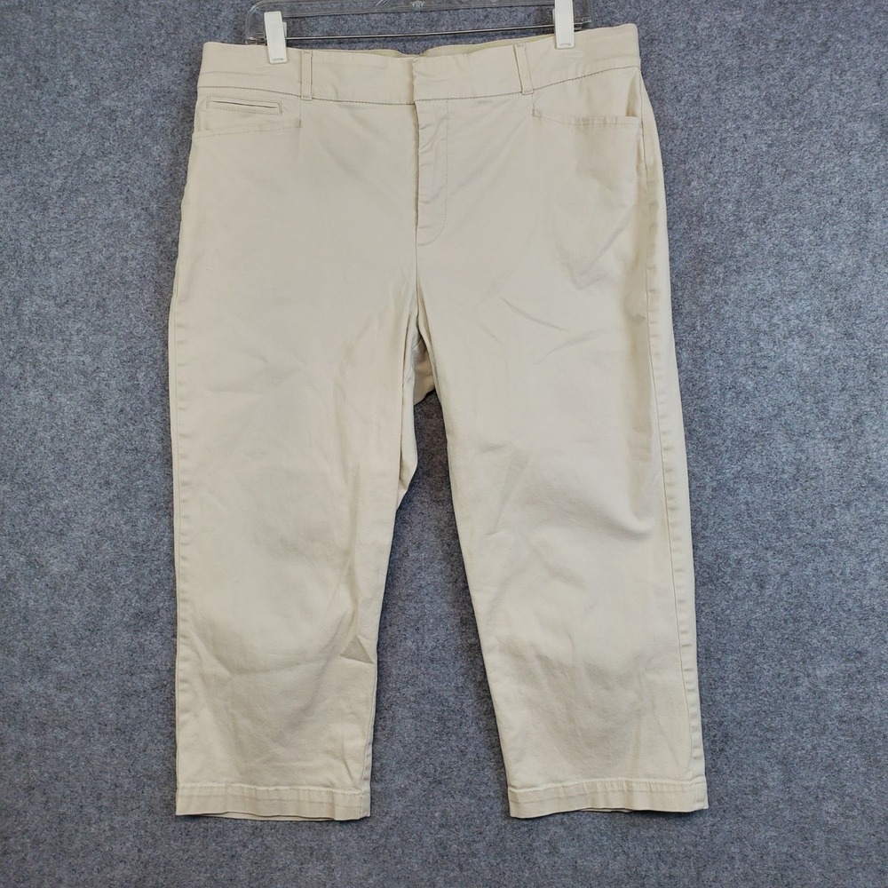 Gloria Vanderbilt Capri Pants Beige Stretch Cotton Women's Size 14